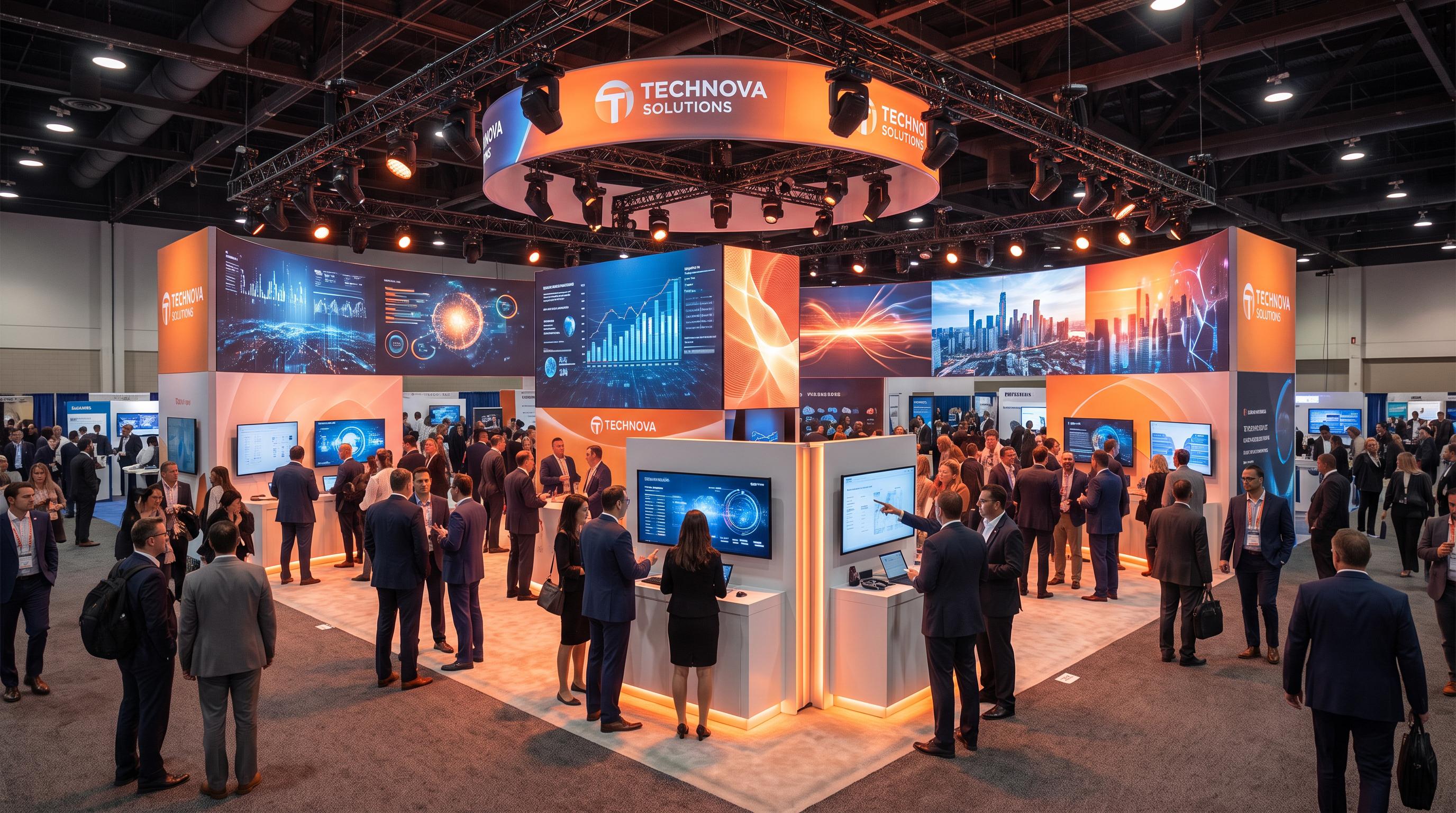 Conference expo booth projector: trade show display setup