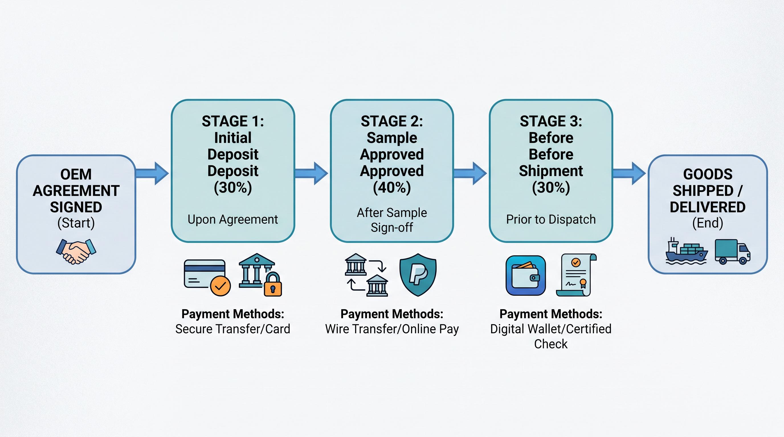 Payment terms flowchart with stages and methods Payment terms flowchart with stages and methods
